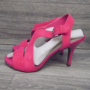 East 5th Jackie Hot Pink Strappy Sling Back Pump Spike Heels Shoes Womens 9 M